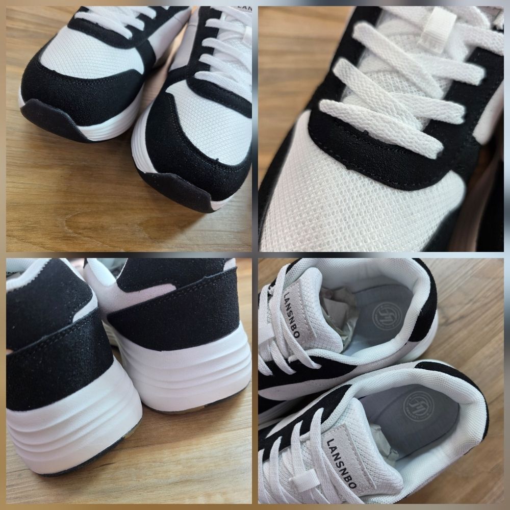 🩵NIB Black & White Cushioned Cross-Training Athletic Shoes Size 8 - Picture 5 of 13